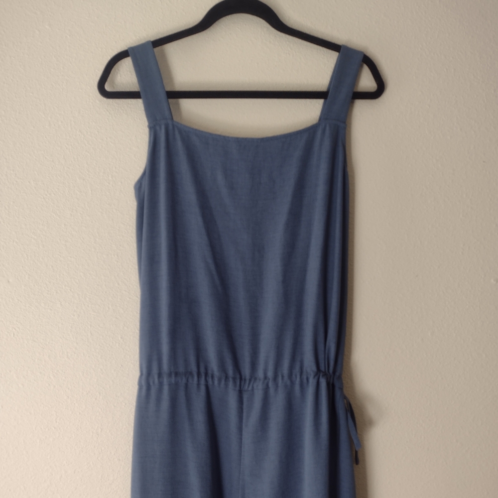 NAP Loungewear Drawstring Relaxed Fit Square Neck Wide Leg Jumpsuit Blue Size M - Picture 9 of 16